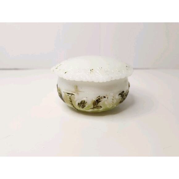 Lot of 6 Vintage Avon Milk Glass Perfume Bottles + Powder Dish Vanity Set - Picture 7 of 10